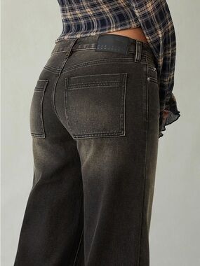 PacSun Casey baggy low rise black tinted jeans